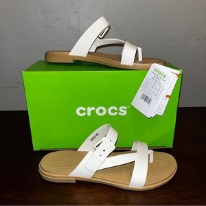 Crocs Women's Tulum Toe Post Sandals- White- 8W- NEW IN BOX